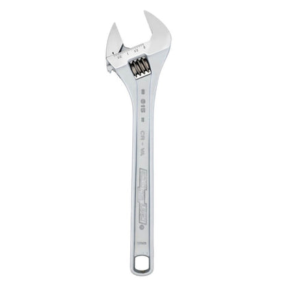 15 in, Adjustable Wrench, 1-1/2 in Wide, Chrome