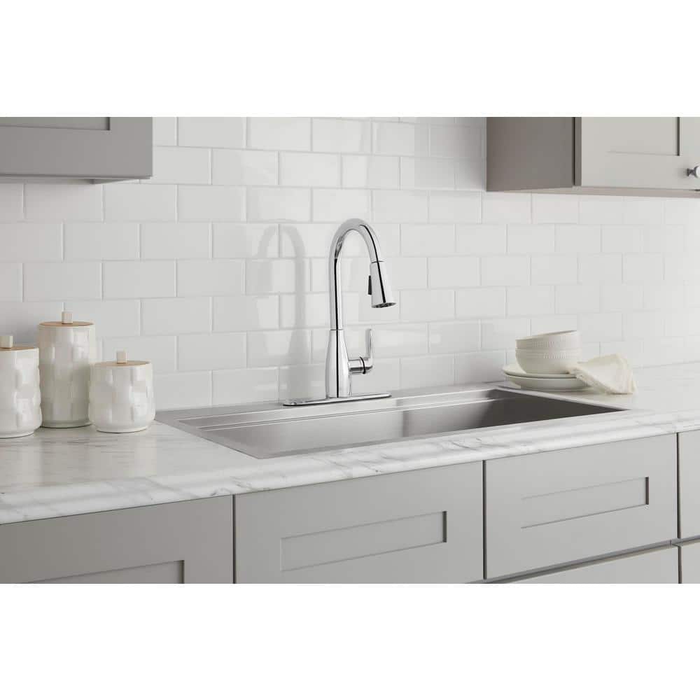 Glacier Bay McKenna Single-Handle Pull Down Sprayer Kitchen Faucet in Stainless Steel with TurboSpray and FastMount