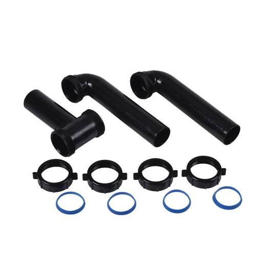 Continuous Waste, Center Outlet, 1-1/2 in, Polypropylene, Black