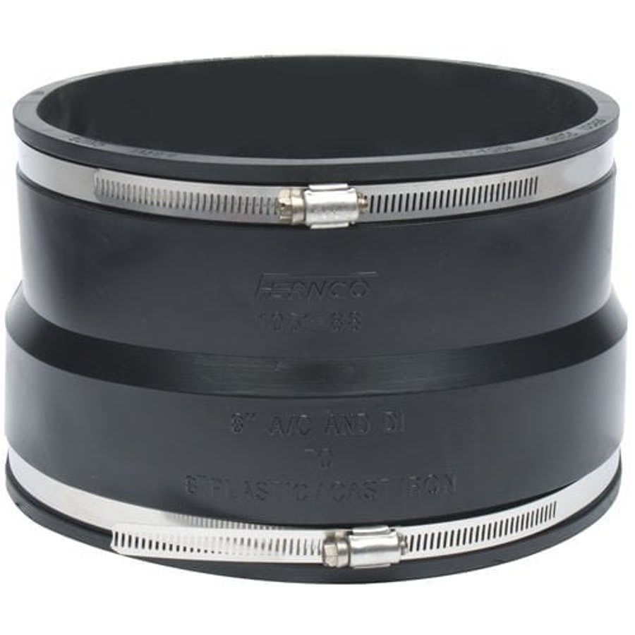 Transition Coupling, 8 in, Ductile Iron/AC x Cast Iron/Plastic, Flexible PVC