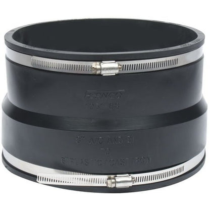 Transition Coupling, 8 in, Ductile Iron/AC x Cast Iron/Plastic, Flexible PVC