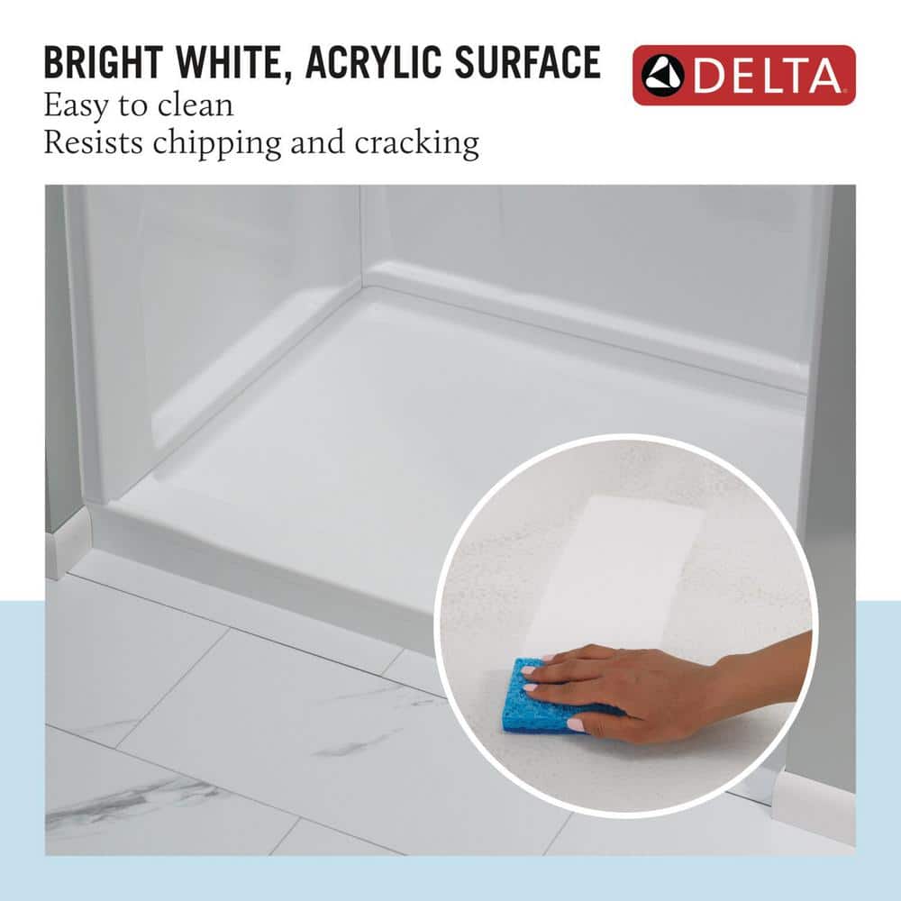 Classic 500 48 in. L x 34 in. W Alcove Shower Pan Base with Center Drain in High Gloss White