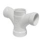 Double Fixture Tee, 2 x 1-1/2 x 1-1/2 x 1-1/2 in, Hub, DWV, PVC