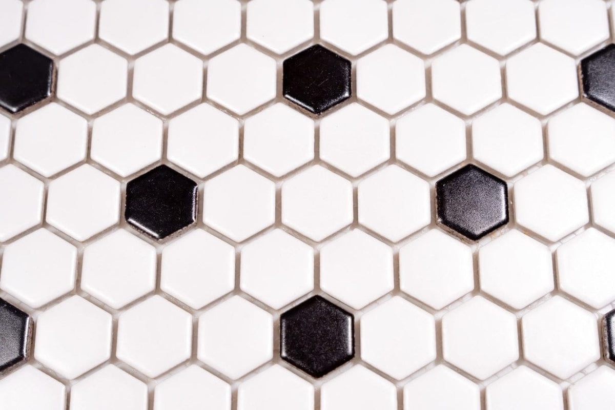 1x1 White and Black Hexagon