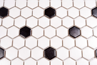 1x1 White and Black Hexagon