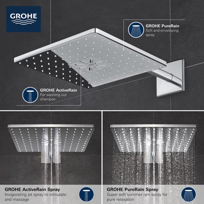 Rainshower 1.75 GPM Multi Function Square Shower Head with Shower Arm, Flange, and Rough-In Set