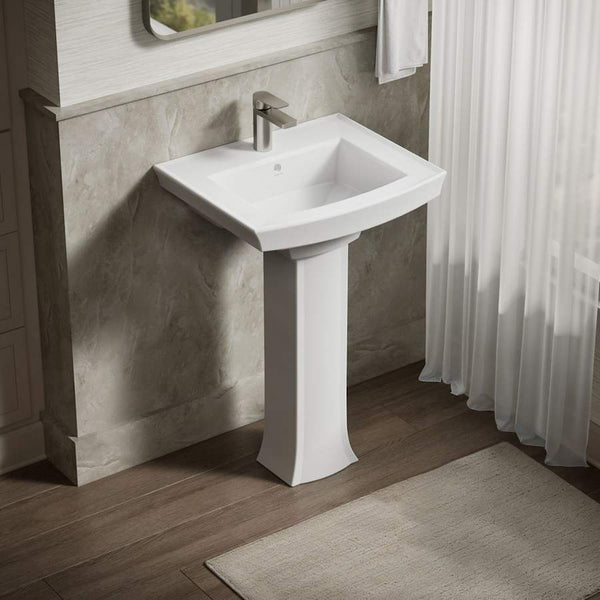 Archer 24" Pedestal Bathroom Sink with 1 Hole Drilled and Overflow