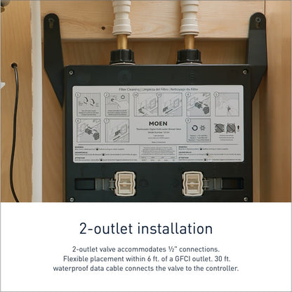 Moen Smart Shower 2-Outlet Digital Thermostatic Shower Valve with 1/2" Connections