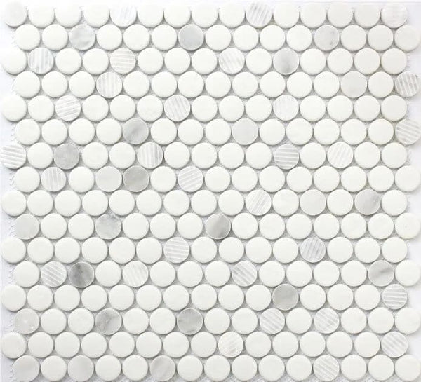 CARRARA PENNY ROUND 12X12 MOSAIC