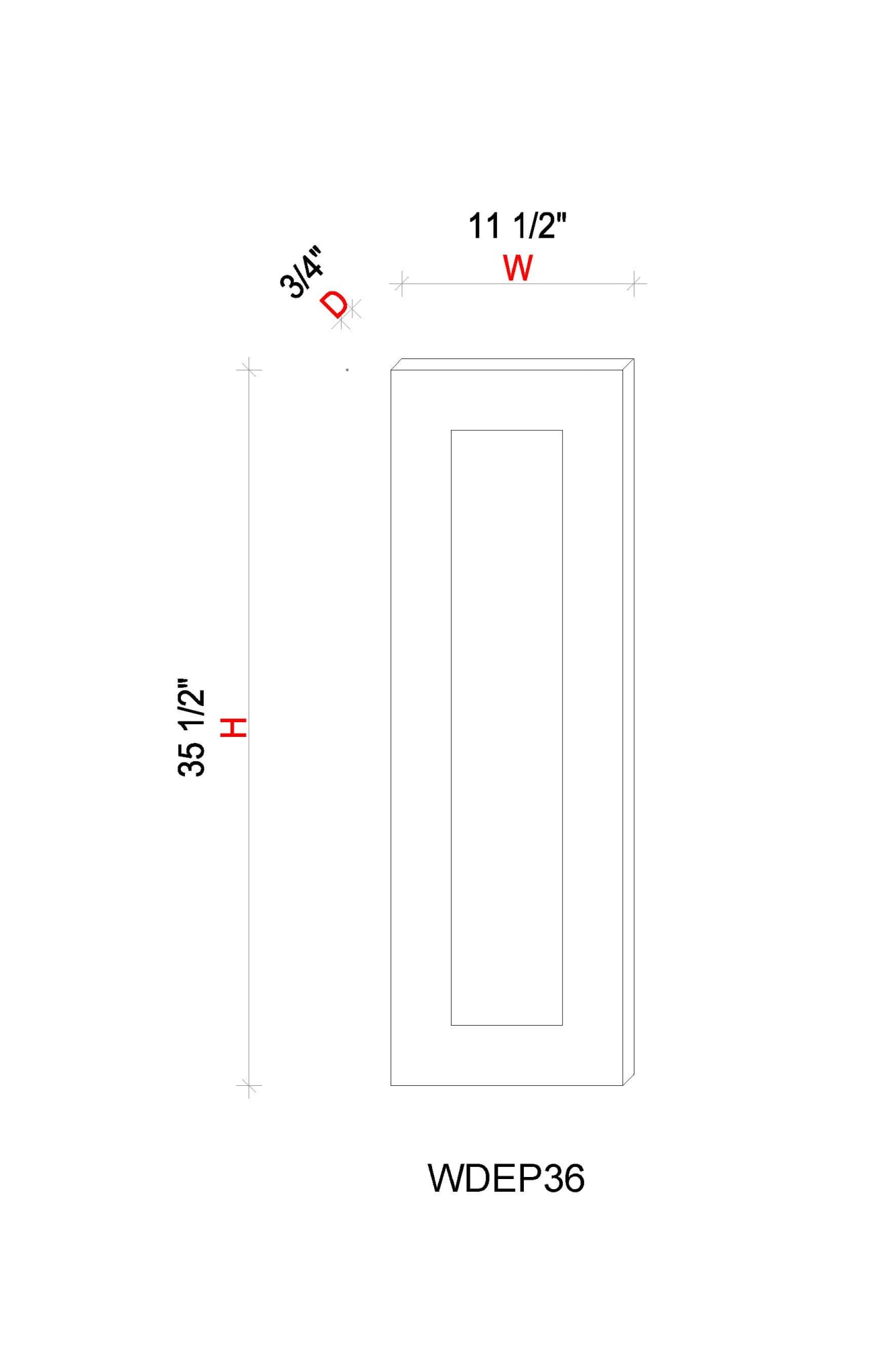 Wall Decorative End Panel - 11 1/2"W * 35- 1/2"H * 3/4"D