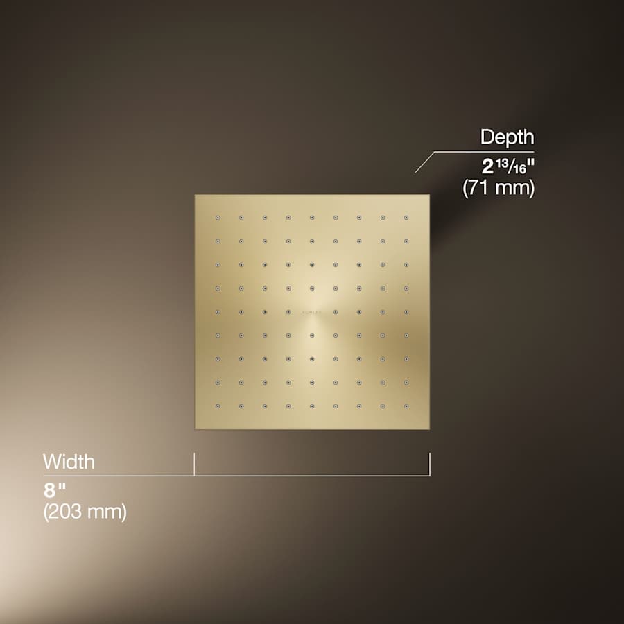 Contemporary Square 8" Single Function 2.5 GPM Rainhead with MasterClean Sprayface and Katalyst Air-Induction Technology