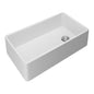 Single Bowl Kitchen Sink, Apron Mount, 36 x 20 in, 9-1/4 in Bowl Depth, Fireclay, White