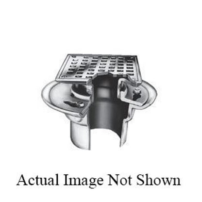 2005 Trap Primer Floor Drain, 2 in Outlet, No Hub, 6 in Square Polished Bronze Top