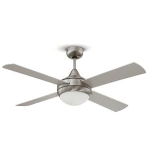 52" 4-Blade Downrod Mount Fan with LED Light Stainless Steel