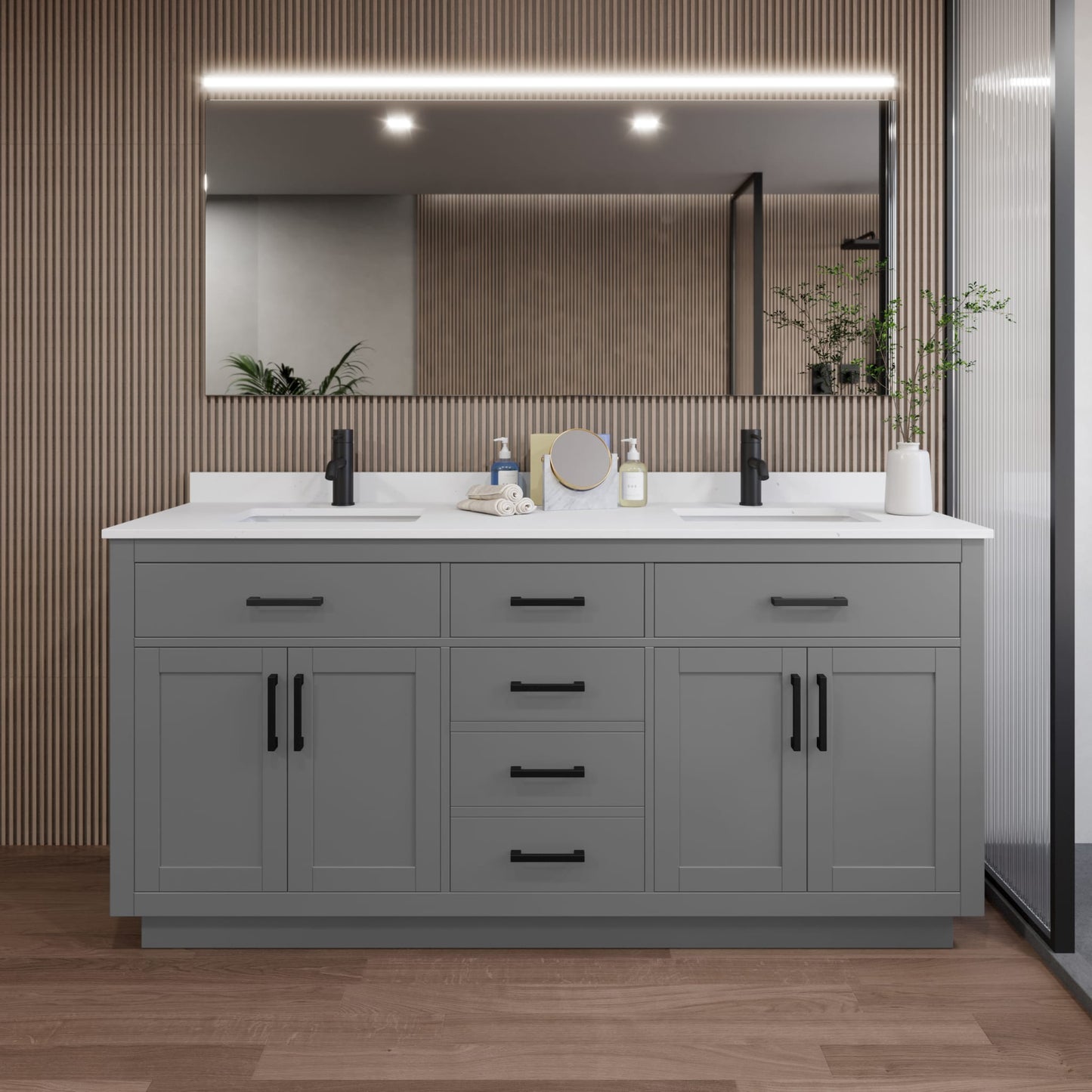 Beckett Double Bathroom Vanity with Toe Kick - 72W x 35H x 22D