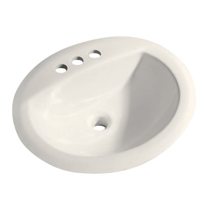 Rockaway 19" Oval Vitreous China Drop In Bathroom Sink with Overflow and 3 Faucet Holes at 4" Centers