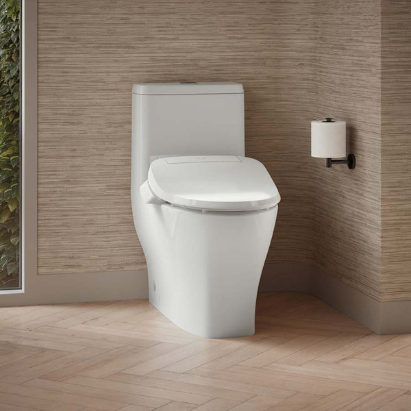 Reach 0.8 / 1.28 GPF Dual Flush One Piece Elongated Toilet with Actuator Flush - Less Seat
