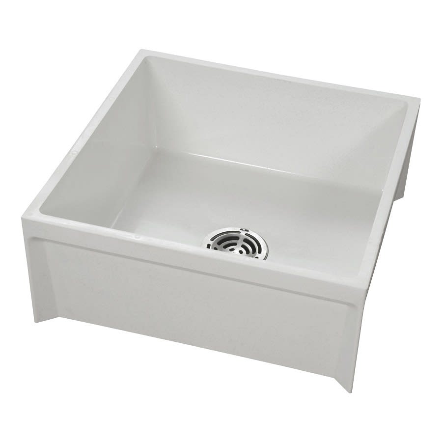 Mop Sink, 1 Basin, Mount, Molded Stone, White