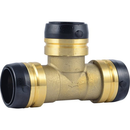 Tee, 1-1/4 in, Push, Brass