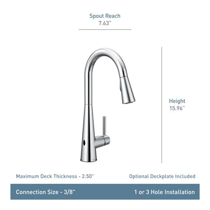 Sleek 1.5 GPM Single Hole Pull Down Kitchen Faucet with MotionSense