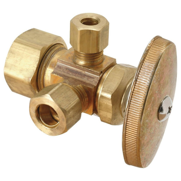 Multi Turn Dual Stop, 5/8 x 3/8 x 3/8 in, Comp, Brass