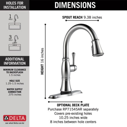 Cassidy Pull-Down Kitchen Faucet with On/Off Touch Activation and Magnetic Docking Spray Head and ShieldSpray - Includes Lifetime Warranty