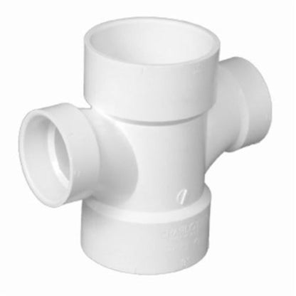 Double Sanitary Tee, 2 x 1-1/2 x 1-1/2 in, Hub, DWV, PVC