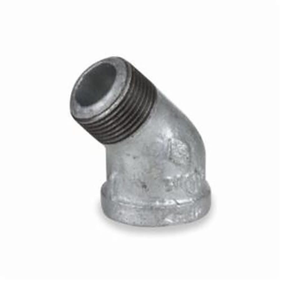 45 deg Street Elbow, 1-1/2 in, MNPT x FNPT, 150 lb, Malleable Iron, Galvanized