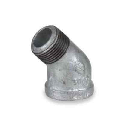 45 deg Street Elbow, 1-1/2 in, MNPT x FNPT, 150 lb, Malleable Iron, Galvanized