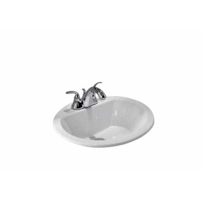 Bryant 20-1/8" Oval Vitreous China Drop In Bathroom Sink with Overflow and 3 Faucet Holes at 4" Centers