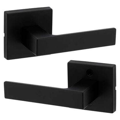 Singapore Square Matte Black Hall/Closet Door Lever with Microban