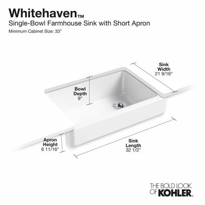 Whitehaven 32-1/2" Self-Trimming Farmhouse Single Basin Enameled Cast Iron Kitchen Sink