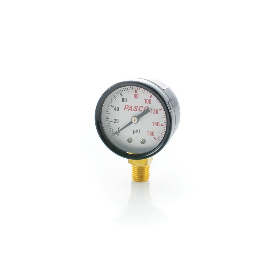 Pressure Gauge, 2 in Dia Dial, 0 to 160 psi, 1/4 in MNPT Bottom Connection