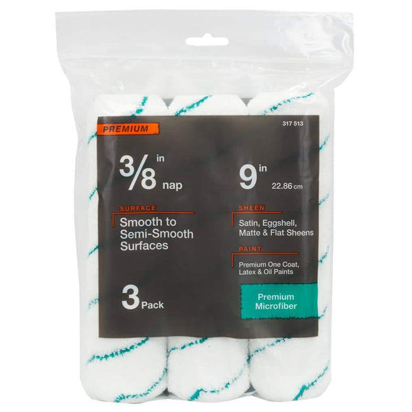 9 in.x 3/8 in.Microfiber Paint Roller Cover (3-Pack)