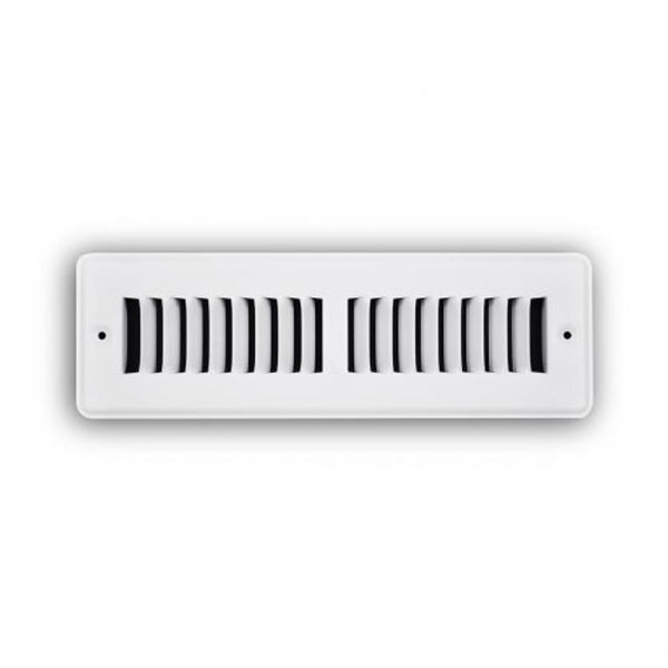 2-Way Toe-Space Supply Grille, 14 x 2 in, Short Blades, Steel, Textured, White