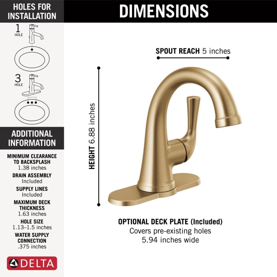 Kayra 1.2 GPM Single Hole Bathroom Faucet with Pop-Up Drain Assembly