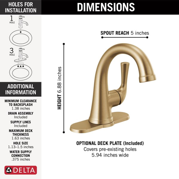 Kayra 1.2 GPM Single Hole Bathroom Faucet with Pop-Up Drain Assembly