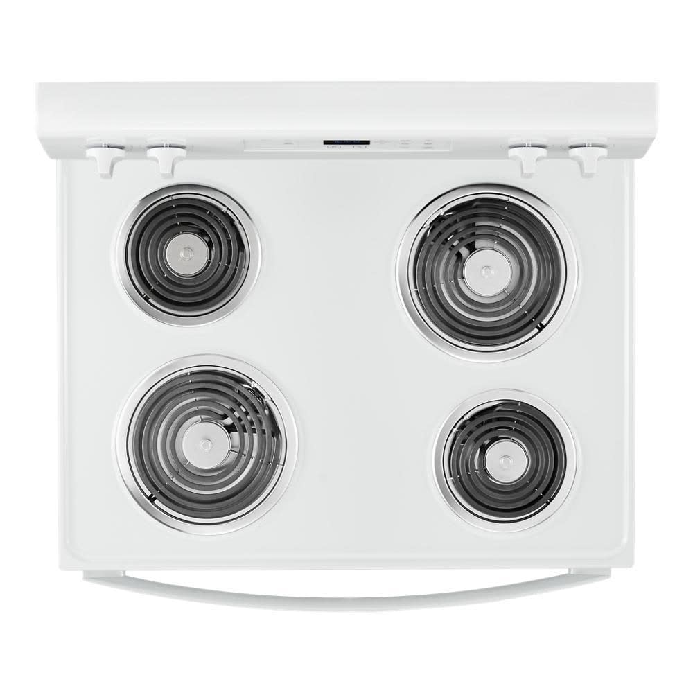 30 in. 4.8 cu. ft. 4-Burner Electric Range with Keep Warm Setting in White with Storage Drawe