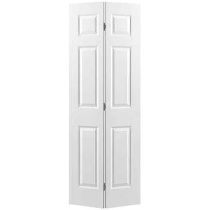 36 in. x 80 in. 6 Panel Textured Primed Hollow Core Composite Bi-fold Interior Door