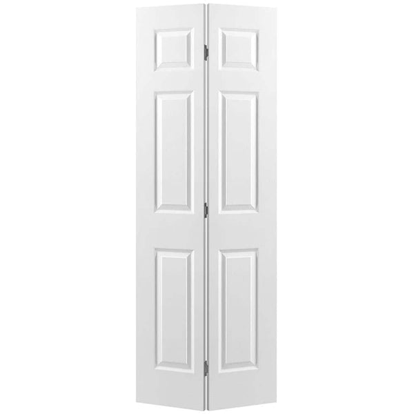 36 in. x 80 in. 6 Panel Textured Primed Hollow Core Composite Bi-fold Interior Door