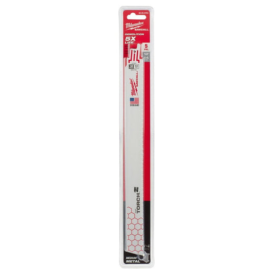 SAWZALL® The Torch™ Double Duty Reciprocating Saw Blade, 12 in L, 14 tpi, 0.042 in THK, 5-Pack