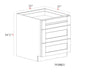 Vanity Drawer Base Cabinet - 21"W x 34- 1/2"H x 21"D- 3DRW