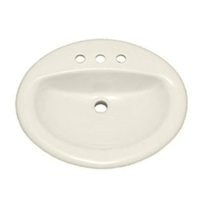 Rockaway 20-1/2" Oval Vitreous China Drop In Bathroom Sink with Overflow and 3 Faucet Holes at 4" Centers