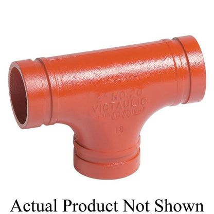 Straight Tee, 3 in, Groove, Ductile Iron, Enamel Painted