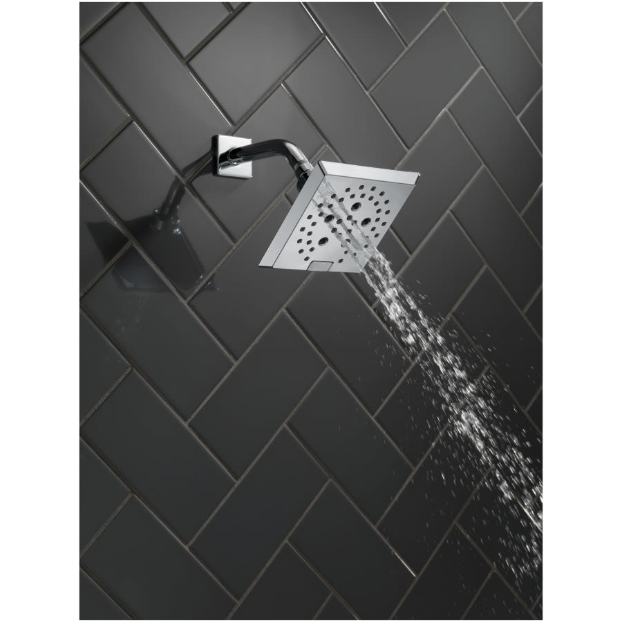 Universal Showering 5-13/16" Square 1.75 GPM Shower Head Full Spray Pattern with Touch Clean and H2Okinetic Technology