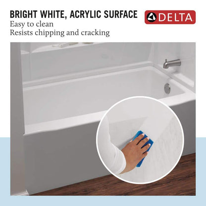 Classic 500 60 in. x 30 in. Alcove Right Drain Bathtub and Wall Surrounds in High Gloss White