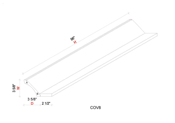 Cove Crown Moulding - 3 5/8"W x 96"H x 5/8"D