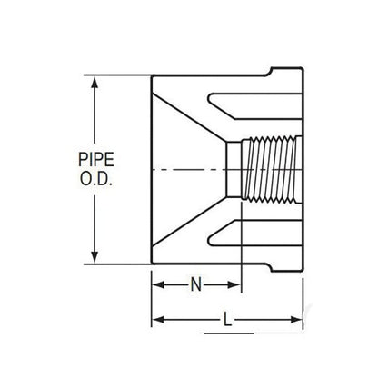 Bushing, 3 x 1-1/4 in, Spigot x FNPT, SCH 40/STD, PVC