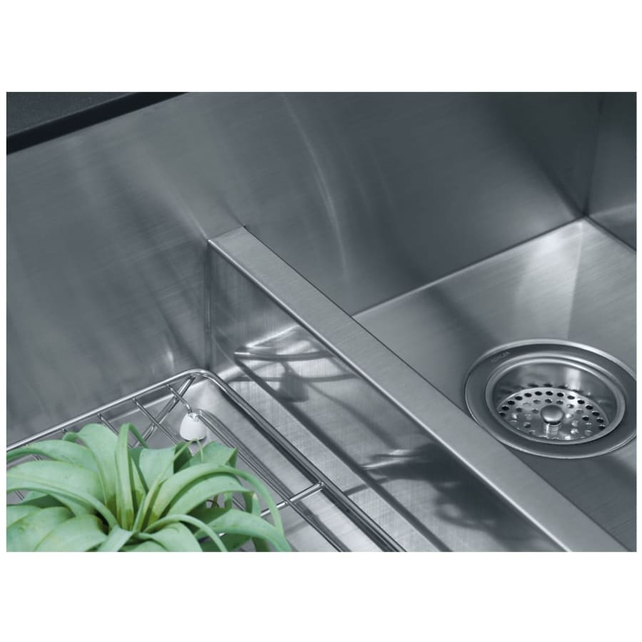 Vault 36" Double Basin Under-Mount 18-Gauge Stainless Steel Kitchen Sink with Self Trimming and Smart Divide - Includes Basin Rack