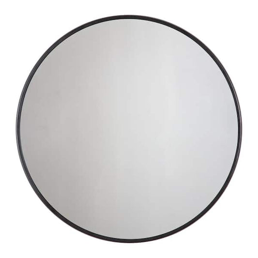 30 in. x 30 in. Modern Round Framed Adelina Black Circular Accent Mirror